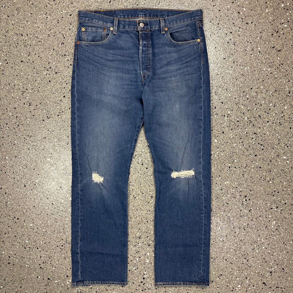 Levi's 501 Dark Wash Button Fly Straight Leg Denim Jeans